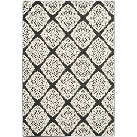 Safavieh Cottage Power Loomed Rectangle Rug- Anthracite - Cream- 6 ft. 7 in. x 9 ft. 6 in. COT907E-6